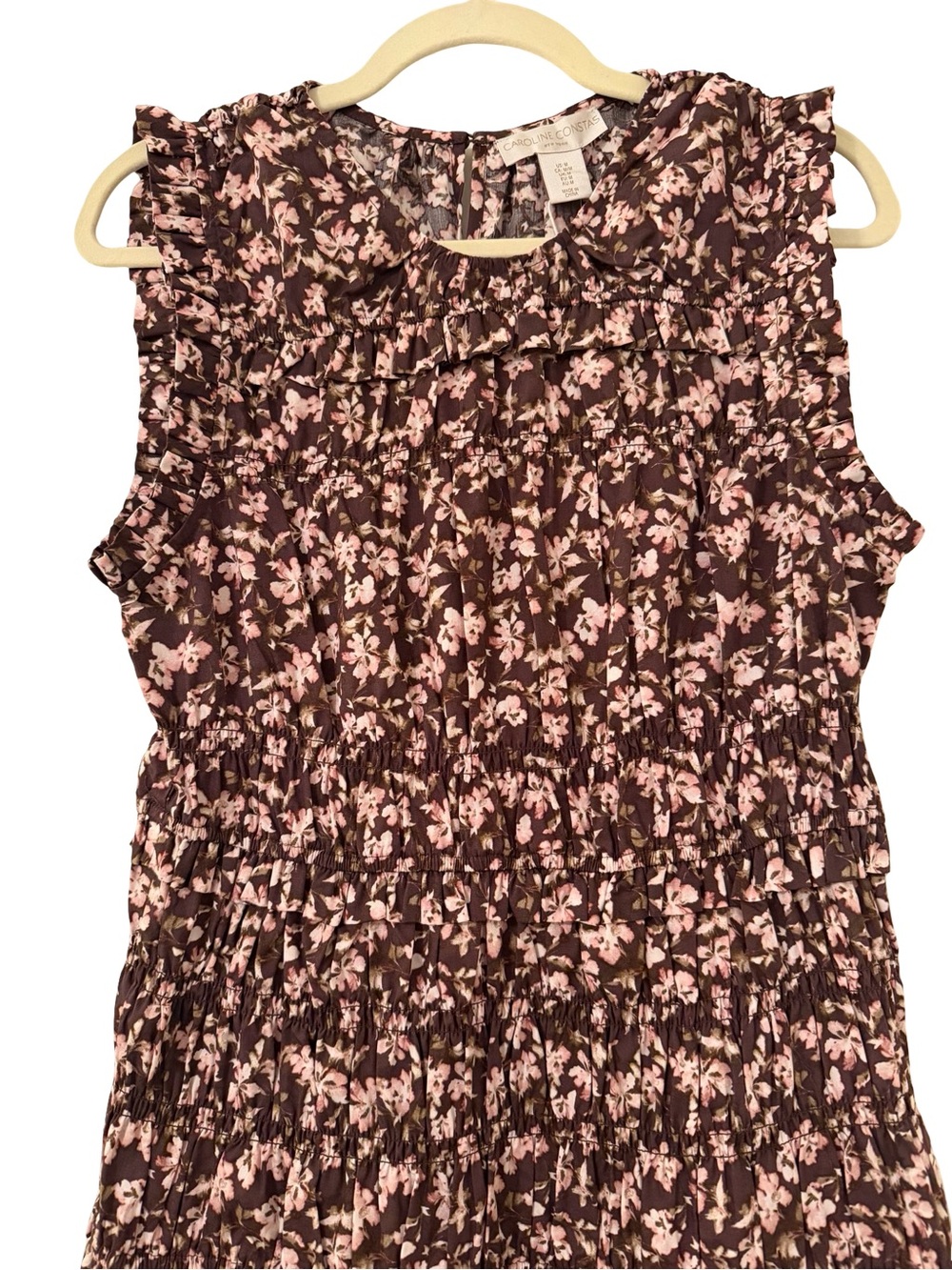 Caroline Constas Floral Ruffle Smocked Maxi Dress NWT - Picture 3 of 9